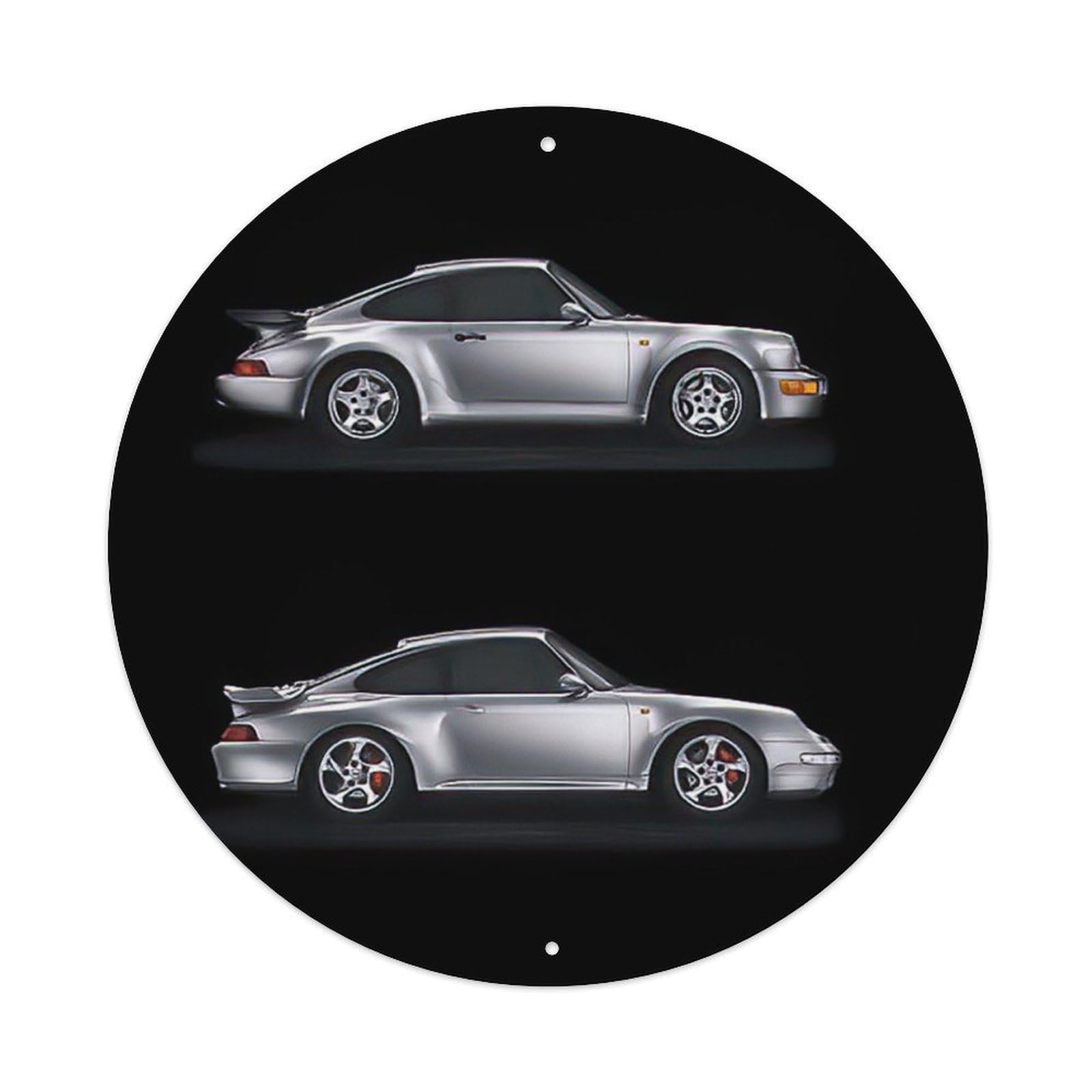 Racing 911 Turbo 964 993 Vintage German Supercar Motorsport Metal Tin Sign Plaque Wall Decor for Cafe, Man Cave, Club Bar, Office, Home Garden Round Metal Poster 8x8Inch
