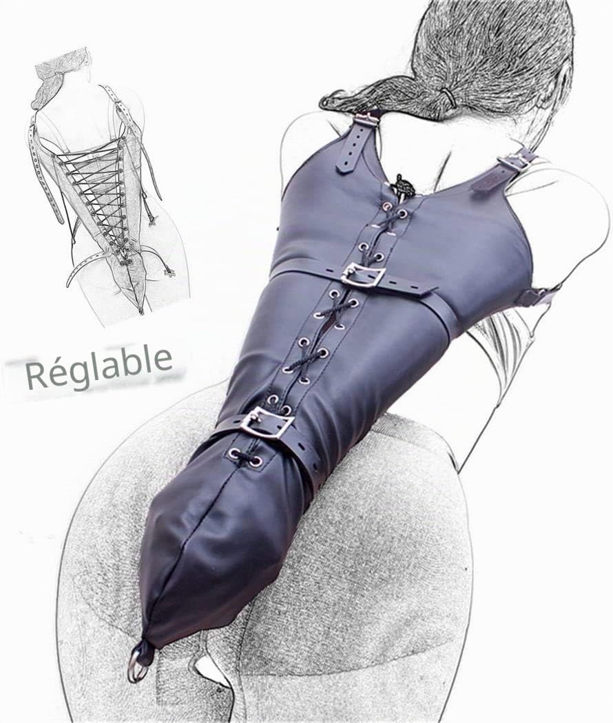 SXOVO Brassards Sangles de bondage en cuir Menottes de bondage Système de retenue SM Fetish Sex Toy (Noir)