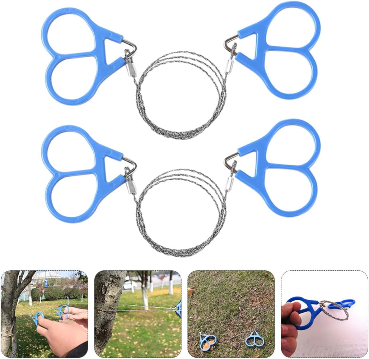 Kisangel 2pcs Portable Manual Wire Saws with Loop Stainless Steel Cable Outdoor Camping Hiking Survival Fretsaws Emergency Cutting Tool