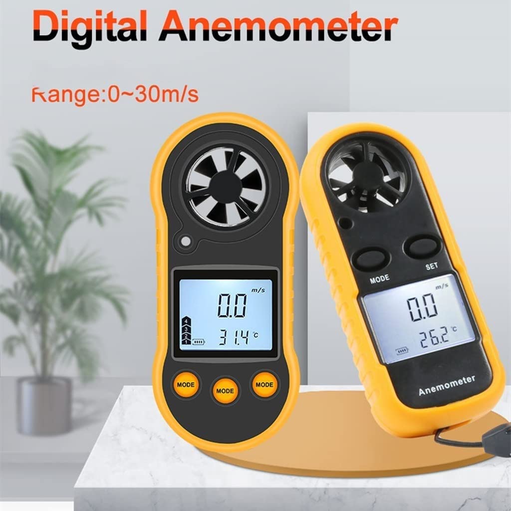 Anemometer Portable Thermometer Wind Speed Gauge Meter Windmeter LCD Digital Hand-held (Color : As Shown, Size : One Size) Multifunctional Measurement, Easy to Read