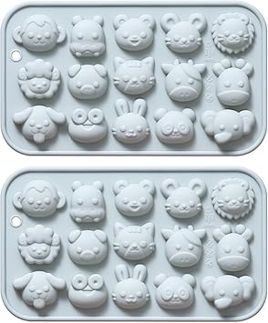 6 x 3.5 in Jungle Animal Themed Silicone Fondant and Gum Paste Molds Cake Decoration for Chocolate Candy Cupcakes Topper Snack Cookies and Clay Crafting Projects 2 Pcs, Blue