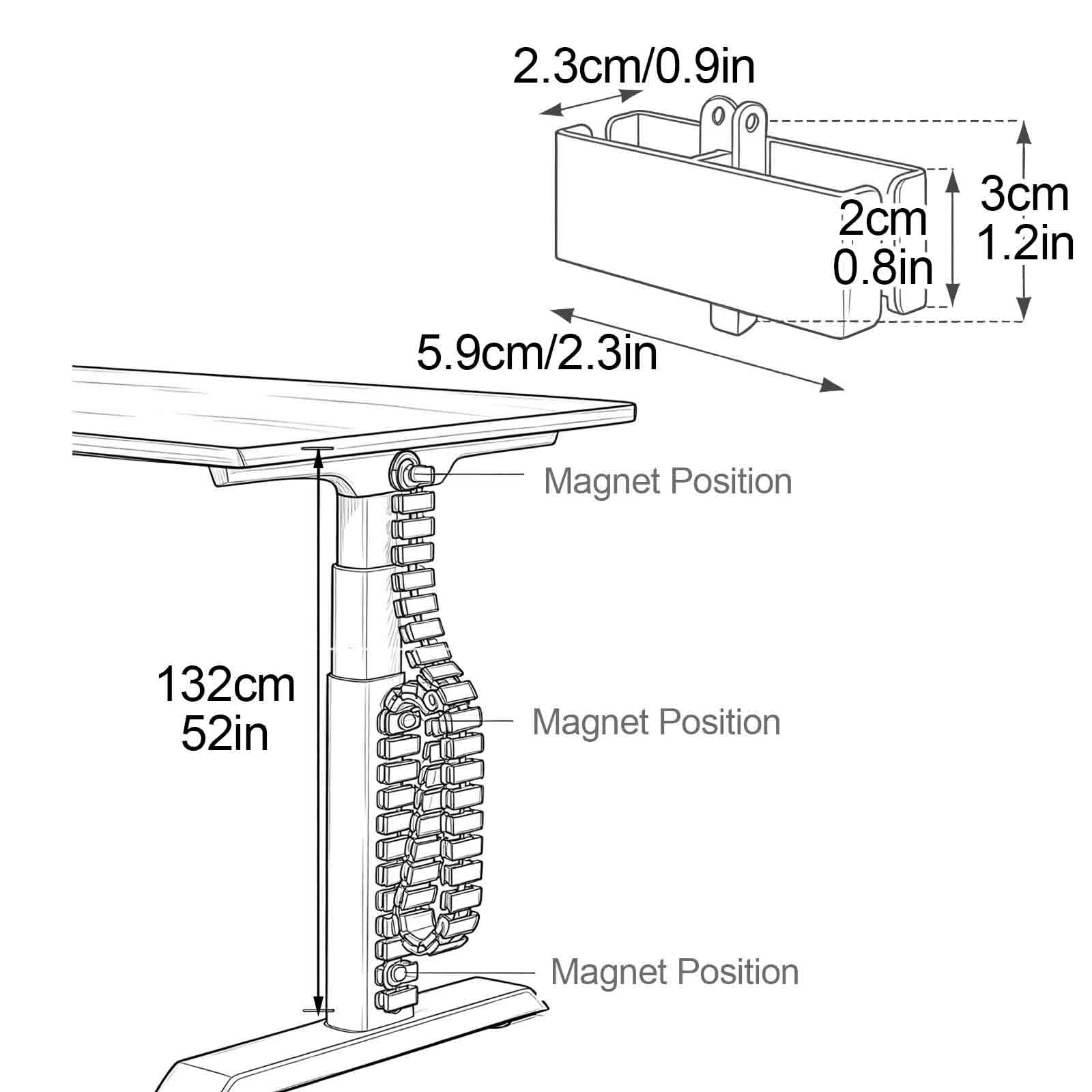 Cable Management para Escritorio Ajustable, Organizador Magnético Flexible De 132cm, Canal para Cables De Oficina Y Gaming Desk(White)