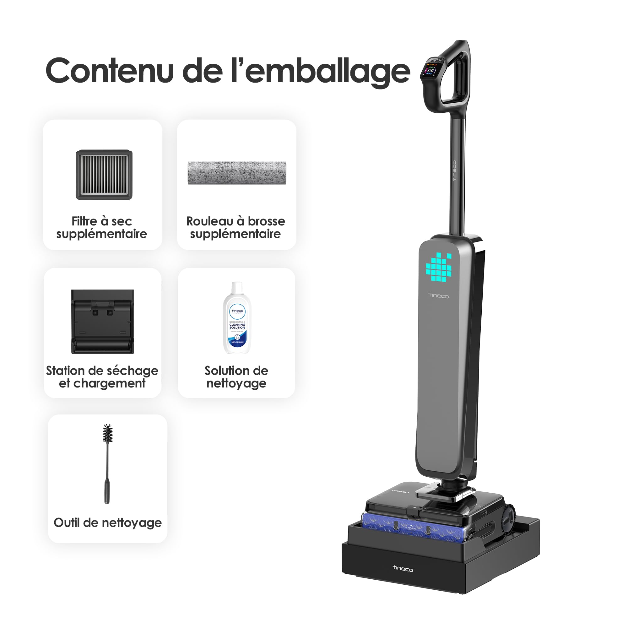Tineco Floor One S9 Scientist Aspirateur Laveur StreakFree HydroBurst SmoothDrive 360° Anti-emmêlement DualBlock FlashDry 85°C autonomie 80min Nettoyage Bords 3 Faces 180° à Plat