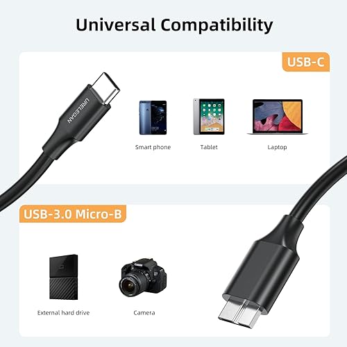 Miniatura 7 de Cable Micro B a USB C de 3 pies, USB 3.1 Tipo C a Micro B Cables de disco duro compatibles con MacBook Pro Air, Galaxy S5 Note 3, Toshiba Seagate WD