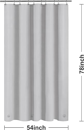 Vista 235 de Barossa Design - Forro de cortina de PEVA para ducha, calidad prémium, sin olor químico, no contiene PVC ni BPA, ligero, tamaño estándar, con 3 Gris