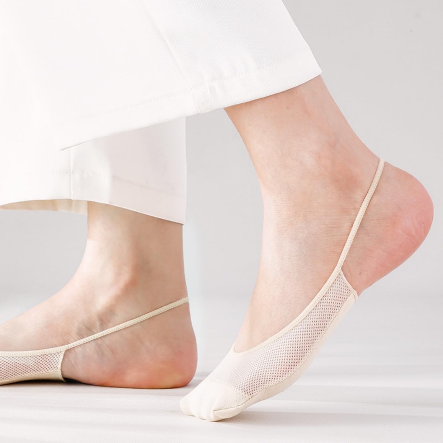 5 Pairs No Show Sling Back Socks Low Cut Liner No Show Padded Half Socks for Heels - Image 2