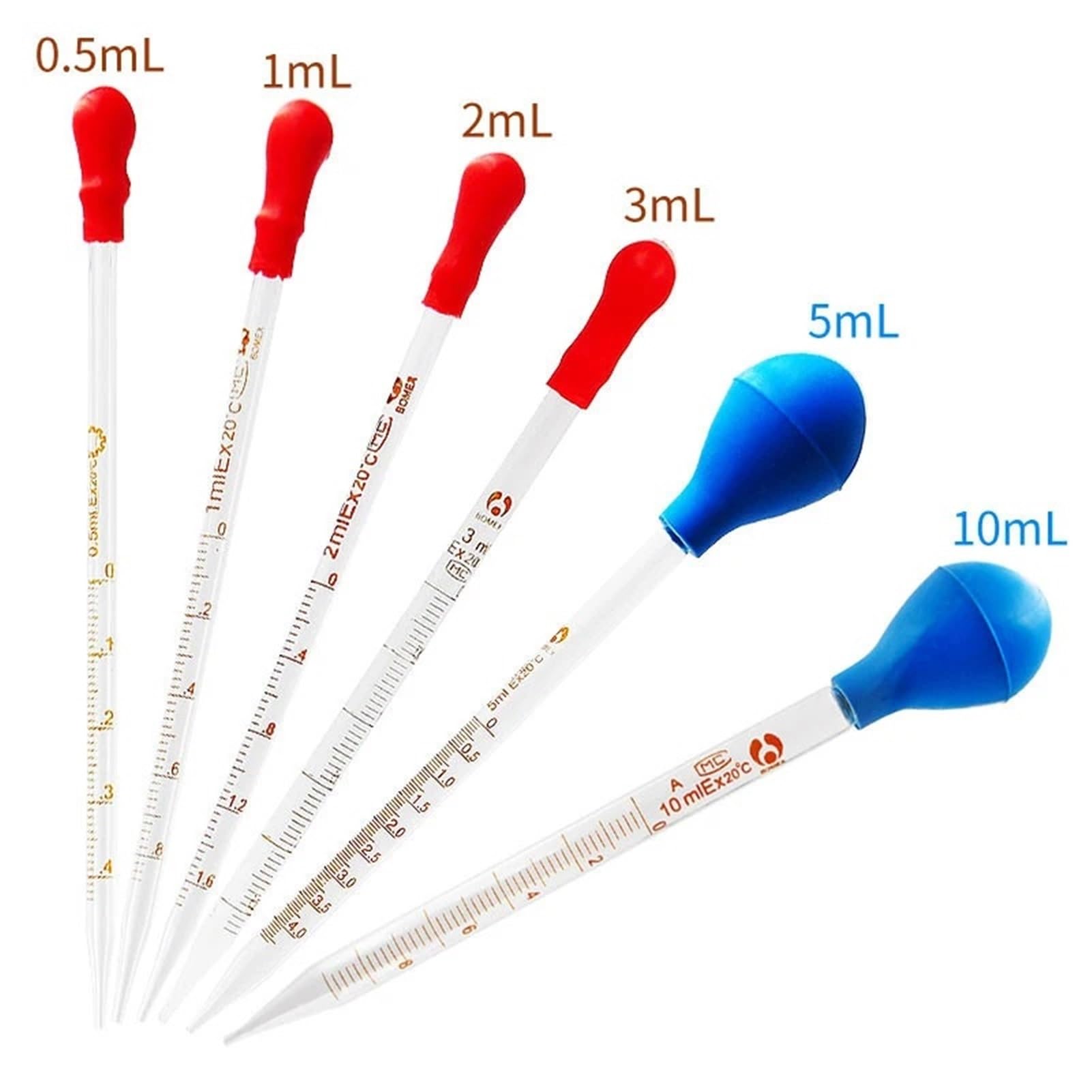 20 unids/lote, pipeta de vidrio de laboratorio con tapa, pipeta Pasteur, cabezal de goma, gotero graduado, pipeta medidora de laboratorio(5mL) | 5mL