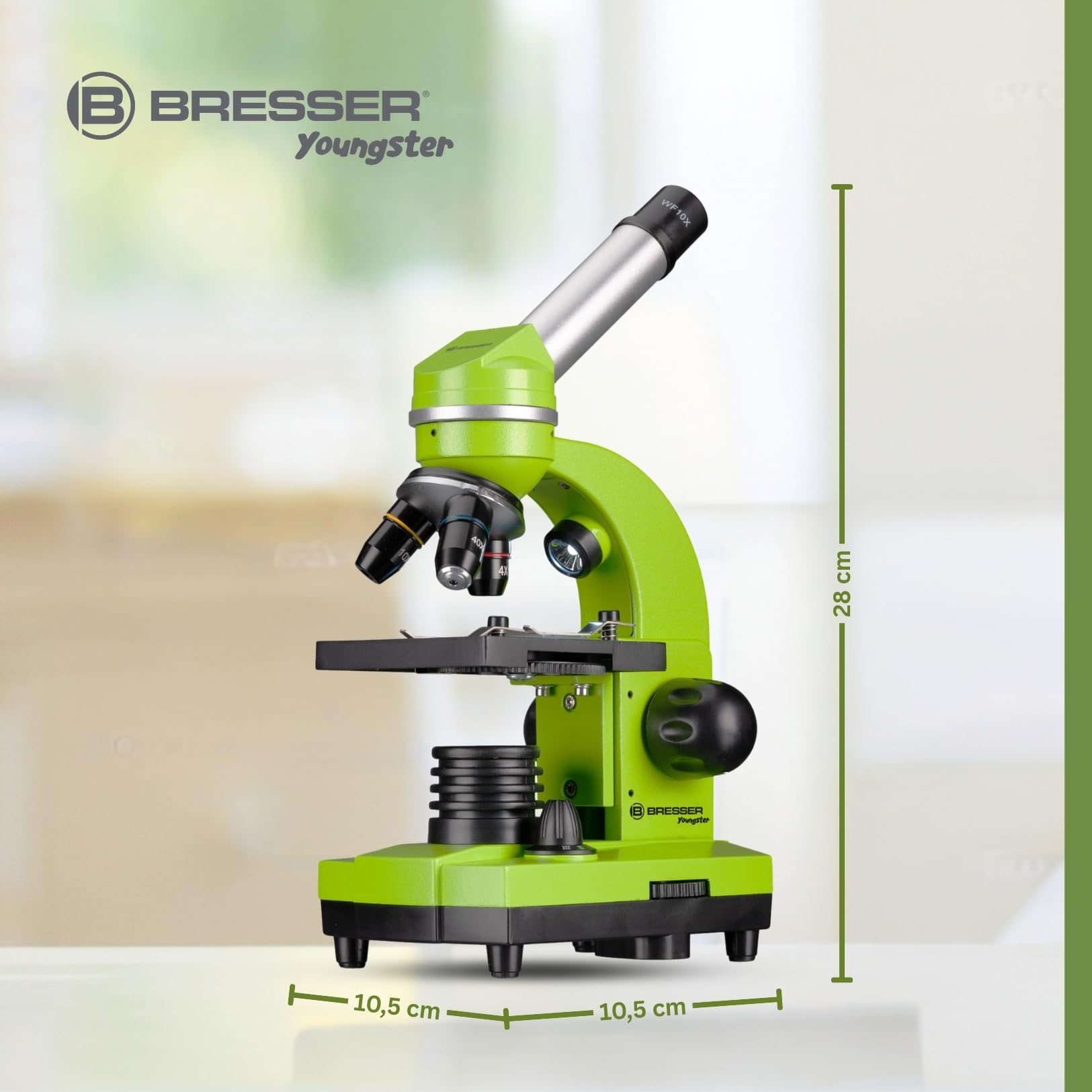 Bresser Junior Schülermikroskop BIOLUX SEL mit Smartphonehalter, reichhaltigem Zubehör und Barlow-Zoom-System für Kinder, Einsteiger und Erwachsene, grün