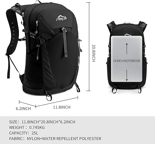 Miniatura 3 de IX INOXTO Mochila de hidratación para senderismo con bolsa de agua de 3 l para mujeres y hombres, mochila de agua de 25 litros para senderismo,