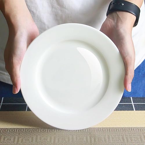 Miniatura 6 de IQCWOOD Platos planos de porcelana, juego de 6 platos de cena blancos de 8 pulgadas, platos de ensalada de postre de 8 pulgadas, aptos para horno y
