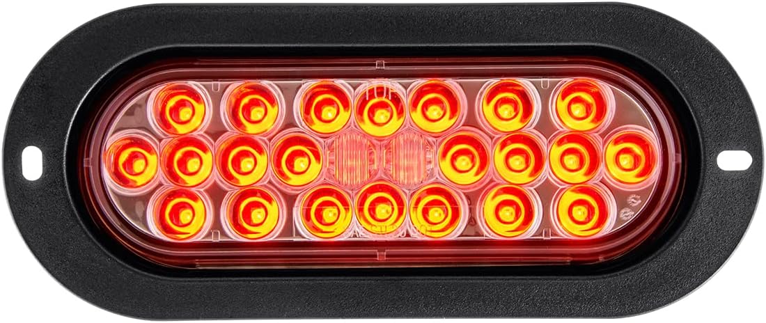 GG Grand General 78228 Oval Pearl Red/Clear 24 LED Flange Mount Sealed Light, 12V