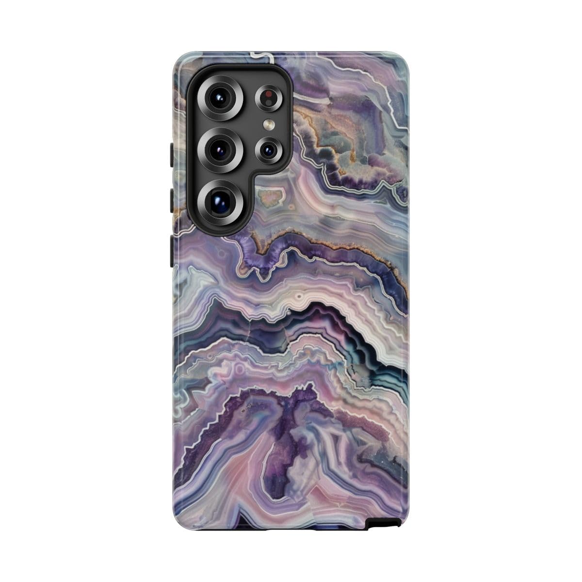 Coque Samsung S25 Ultra violette et bleue rigide brillante motif géode