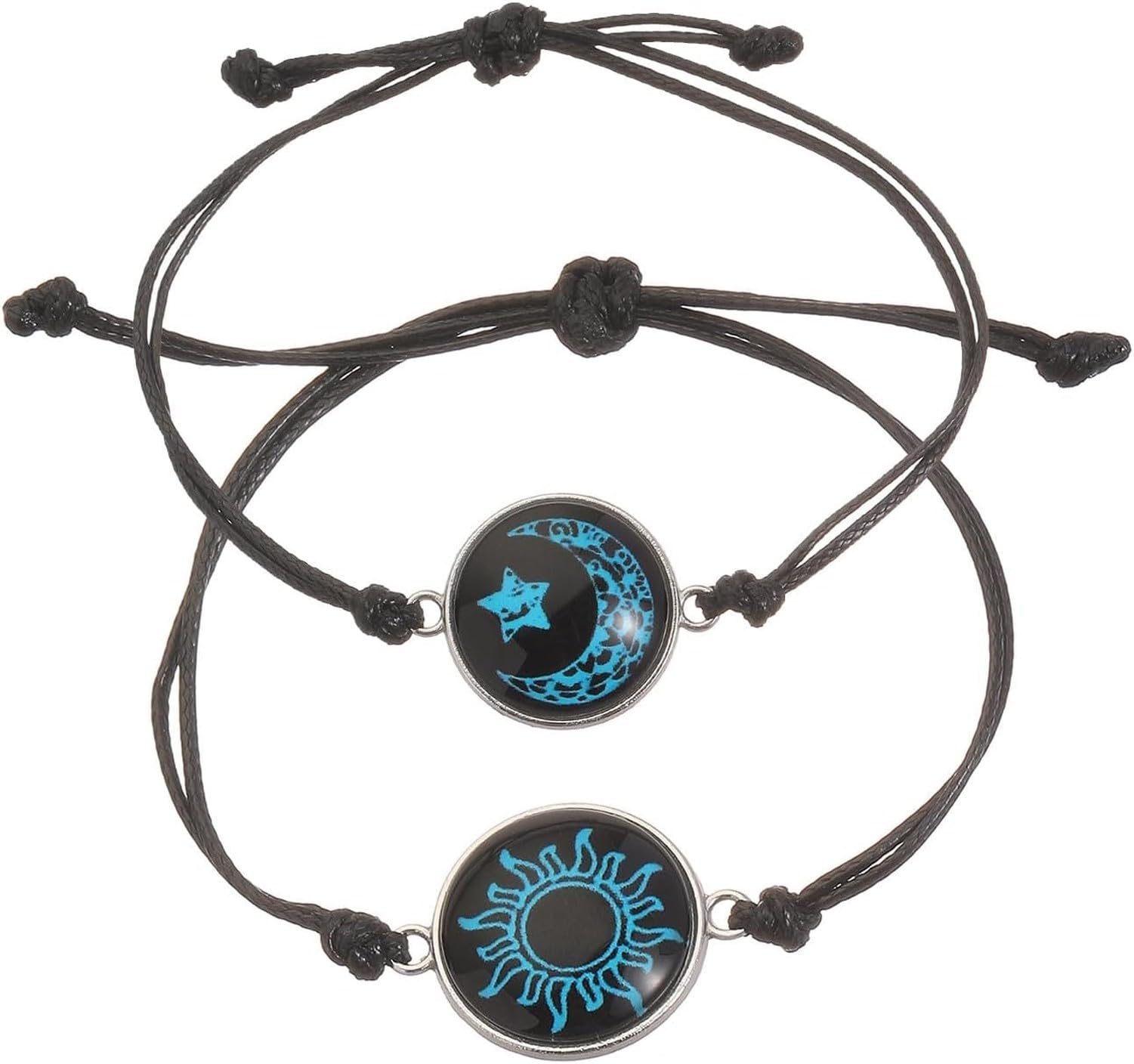 KGAIXN 2pcs Sun and Stars Moon Bracelets Set Friendship Bracelets for Best Friends Meaningful Gifts for Lovers Partners, Blue