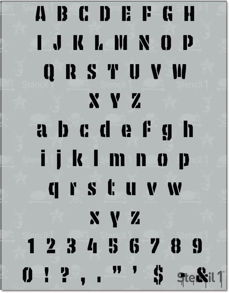 Stencil1 Rocky Font Letter Stencils 1/2" - Letters & Numbers - Uppercase & Lowercase Alphabet - Painting, Drawing, Wood, Vinyl & Crafts 8.5” x 11”