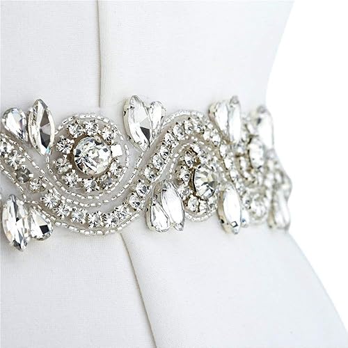 Miniatura 4 de XINFANGXIU Cinturón de cristal con diamantes de imitación cosido, apliques de 1 yarda, apliques de novia con cuentas brillantes, elegante para