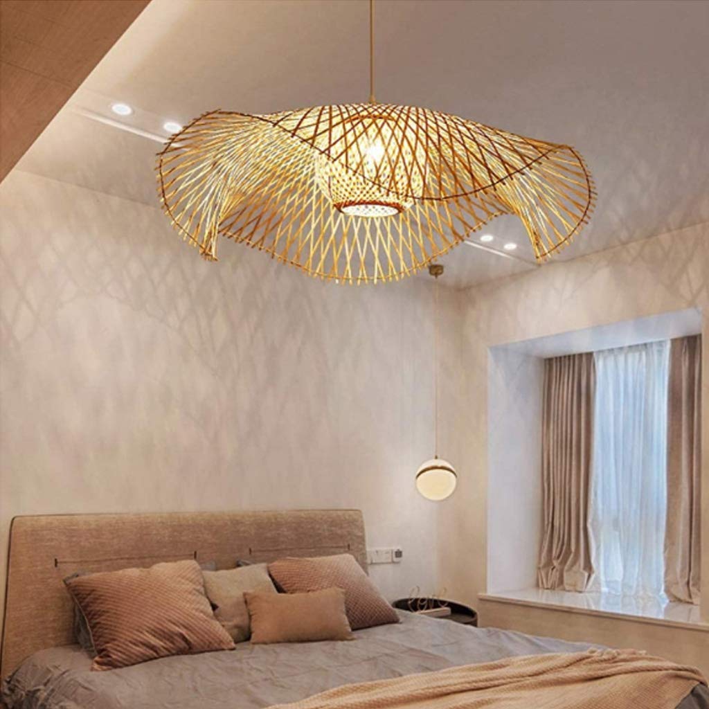 Suspension bambou 85cm hauteur réglable pour grand salon