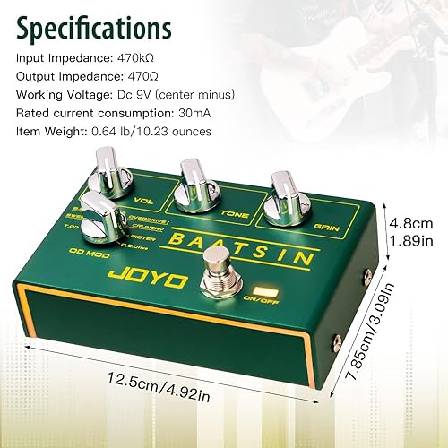 Miniatura 5 de JOYO - Pedal multiefecto análogo puro serie R 8 sonidos clásicos ODDS para guitarra eléctrica, Baatsin R-11
