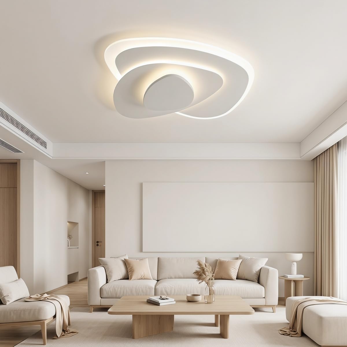 Nowoczesna lampa sufitowa, ściemnialna oprawa sufitowa 3000K-6500K, minimalistyczny kreatywny kształt żyrandol do salonu sypialnia kuchnia przedpokój (E 50 cm)