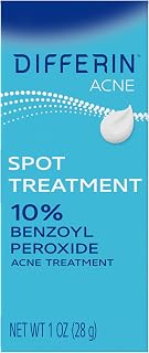 Differin 10% Benzoyl Peroxide Acne Spot Treatment - Max Strength OTC Fast-Acting for Face & Body, 1oz