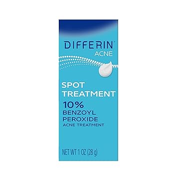 Differin Acne Spot Treatment with 10% Benzoyl Peroxide, Maximum Strength OTC Acne Treatment, Fast Acting Spot Treatment for Face, 1 oz