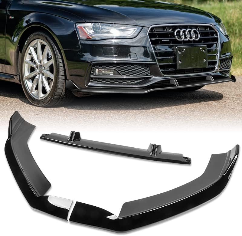 3PCS Front Bumper Lip Kit fit for compatible with 2013-2016 Audi, STP-Style Splitter Trim Protection Spoiler, Air-Dam-Chin-Diffuser (Painted Black)