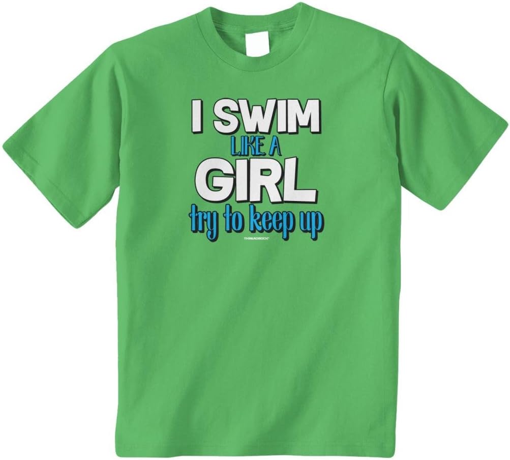 Threadrock Big Girls' I Swim Like a Girl Try to Keep Up Youth T-Shirt