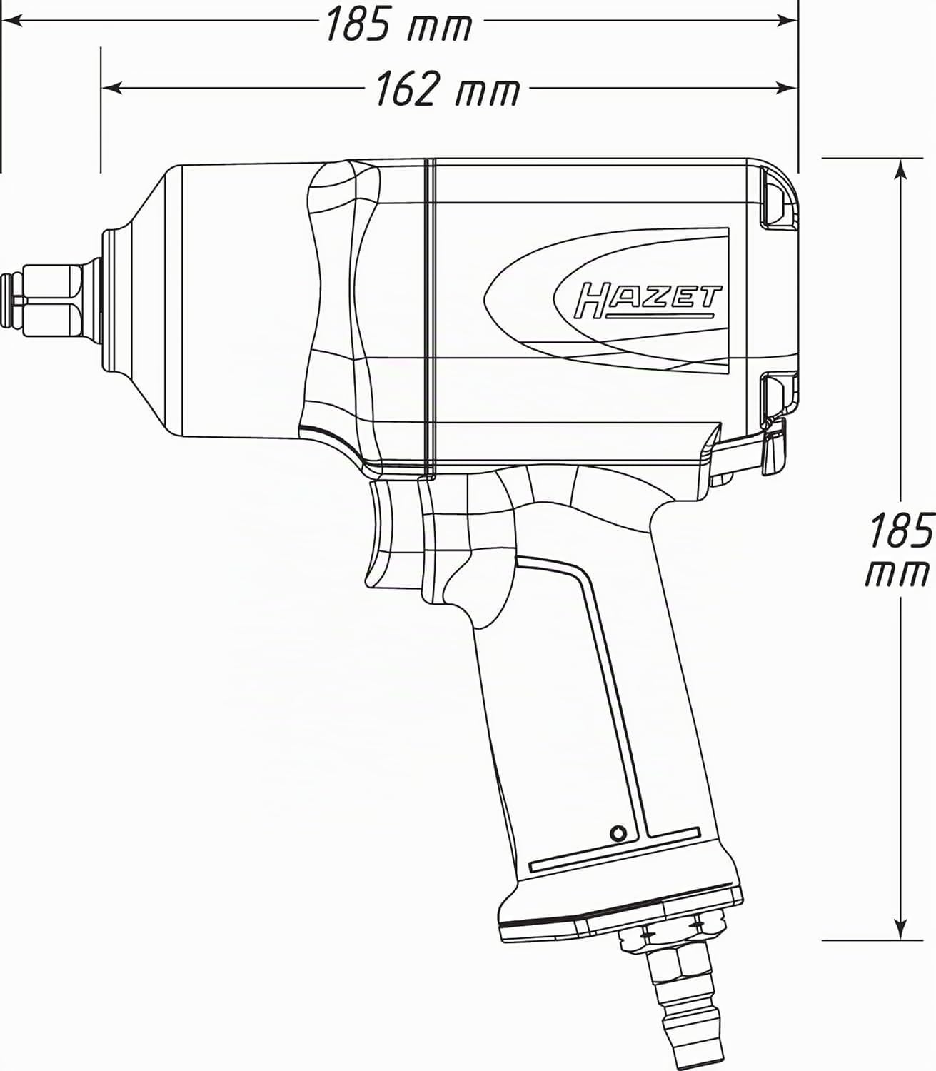 HAZET Visseuse à choc pneumatique 9012EL-SPC I Capacité de serrage max. couple de desserrage 1700 Nm, carré 12,5 mm (1/2 pouce) I faibles vibrations- Outil pour serrer et desserrer les vis'.