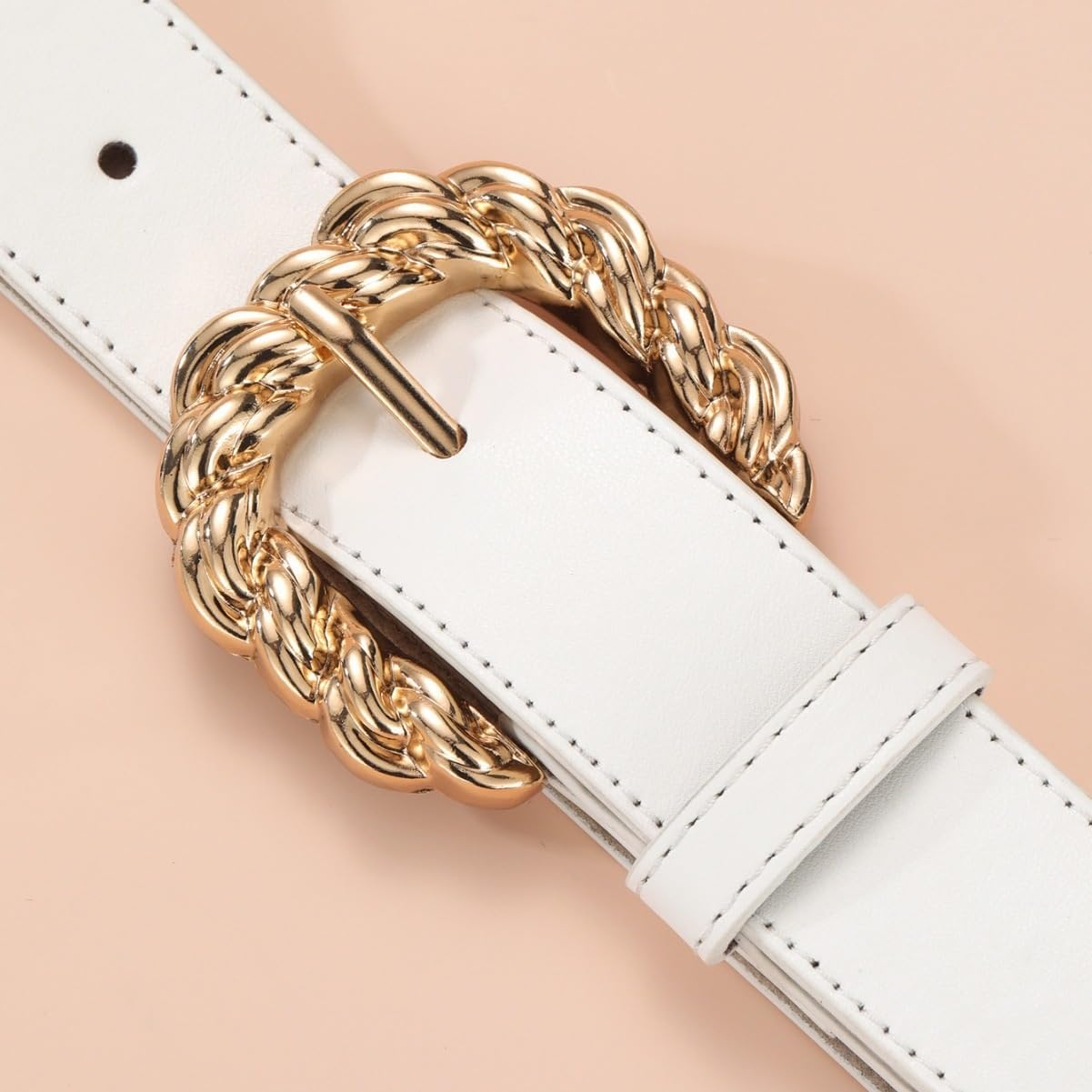 Women's Versatile Dress Pants Decorative Belt Fried Dough Twists Buckle