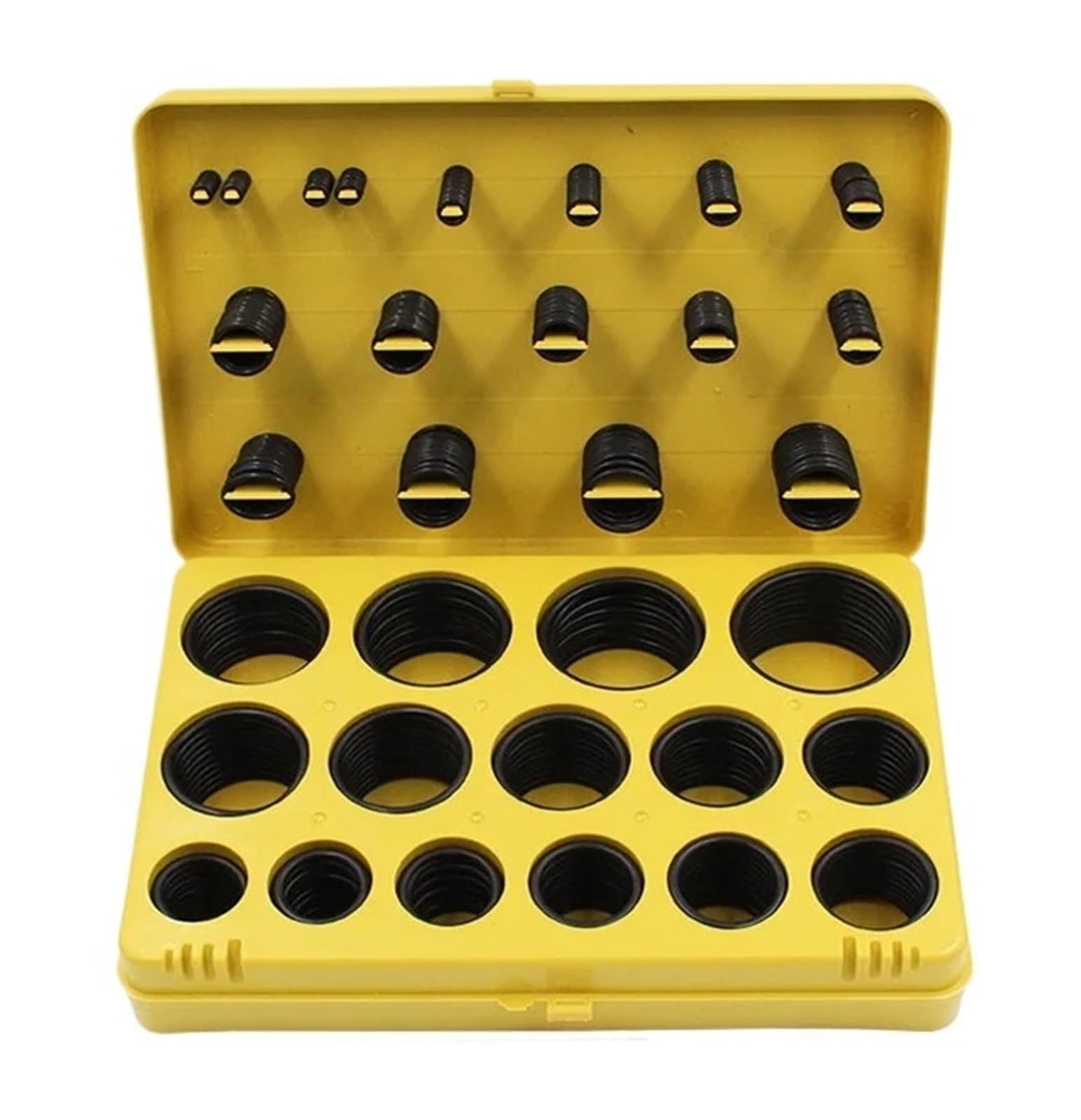 Zestaw pierścieni z gumy fluorowanej 390 PC FKM 30 rozmiarów gumowa uszczelka Orings podkładka o-ring zestaw asortyment box (BFB-390Yellow)