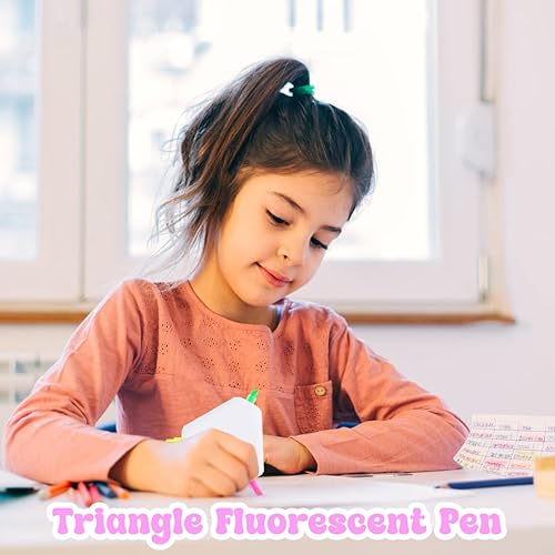 Miniatura 3 de TOYANDONA 9 rotuladores de pétalos con forma de triángulo, acuarela, rotulador 3 en 1, punta de cincel, rotulador para niños, dibujo, pintura, para