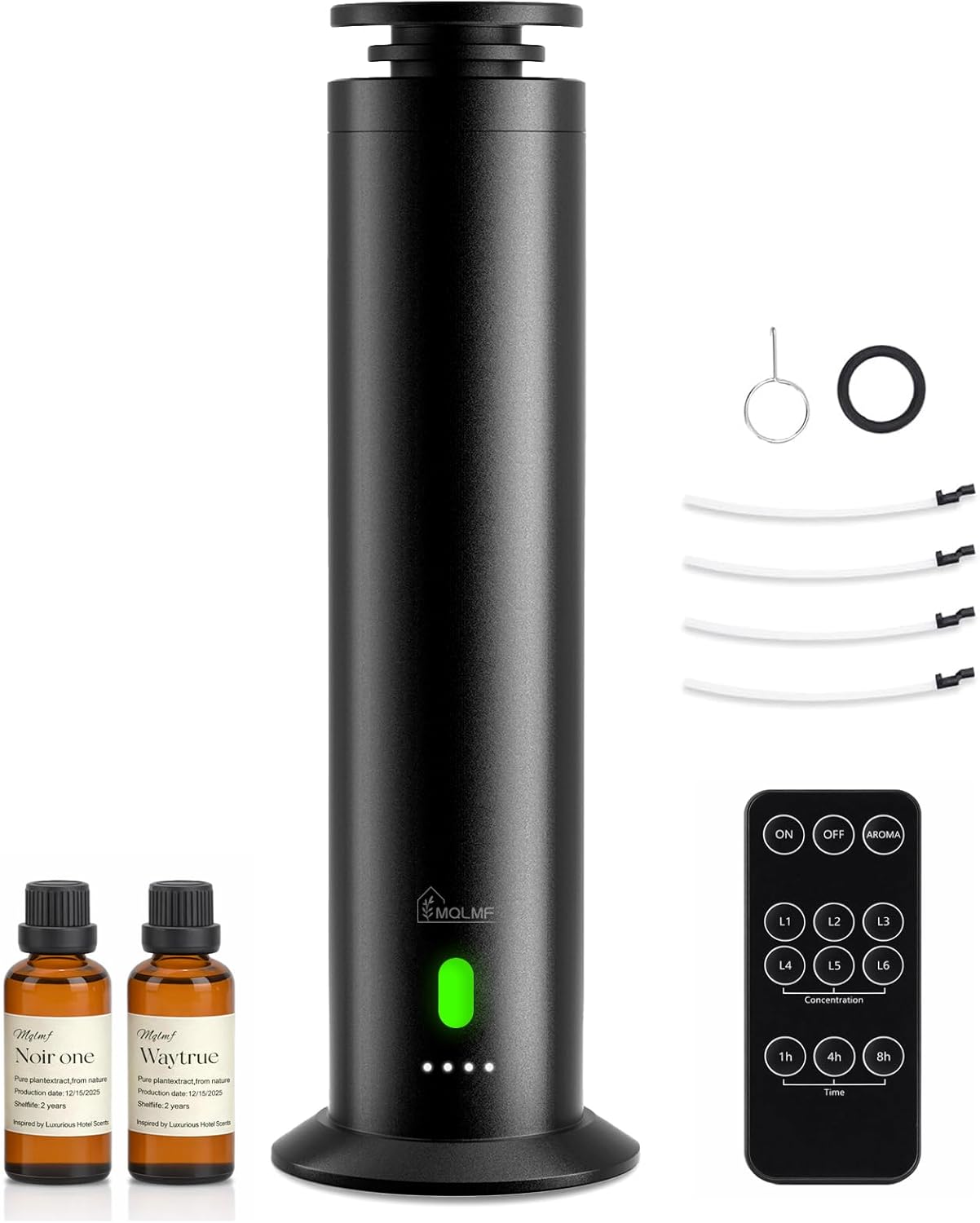Hotel Collection Diffuser Machine,Remote,Whisper-Quiet,Aluminum,1500 Sq Ft,Waterless Essential Oil Diffuser - Matte Black