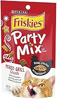 Vista 2 de Friskies Party Mix Cat Treats Chicken Mixed Grill Crunch, carne de res y salmón, 2.1 onzas