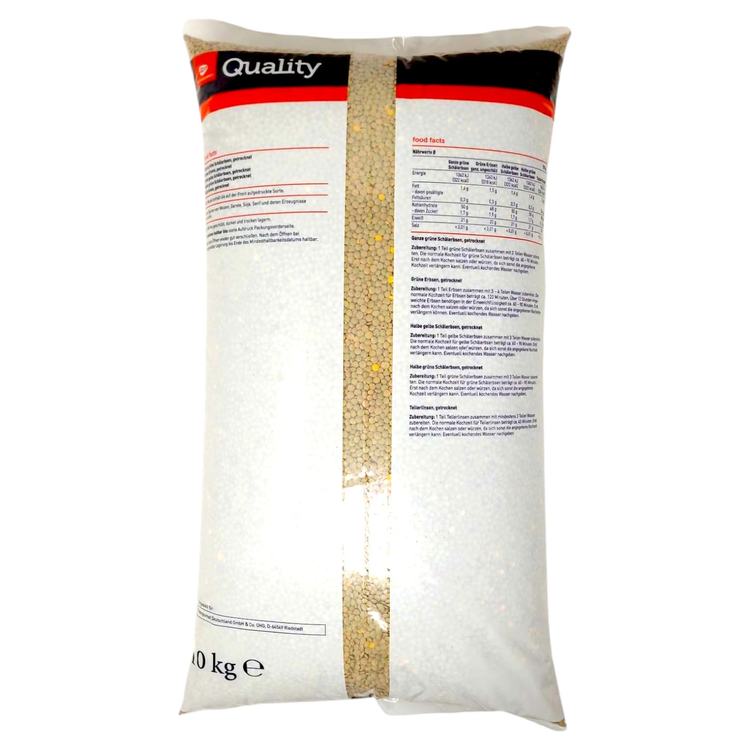 TGQ Tellerlinsen 10 kg getrocknet – Große Linsen, Großpackung für Suppen, Eintöpfe, Salate, Gastronomie & Vorrat