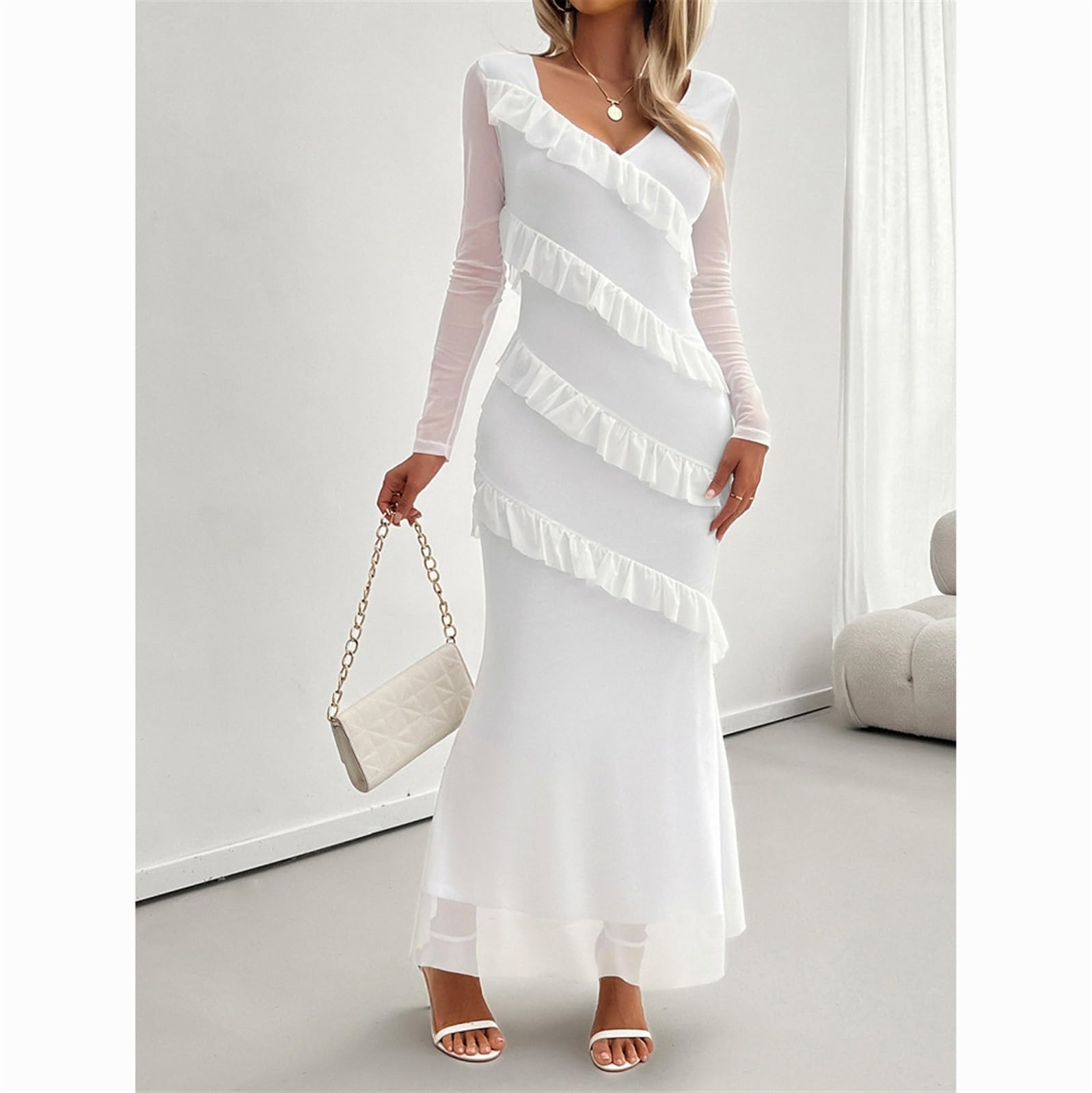 Determ Collagen Ruched Long Sleeve ホワイト Shop the Moonrise Off-Shoulder Long Sleeve Ruched Dress White