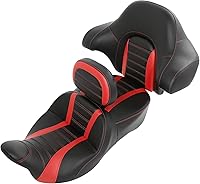 Vista 21 de TCT-MOTORPARTS Respaldo de pasajero envolvente recortado para Harley Touring Road King Road Street Electra Glide 2014-2023 Negro&Rojo