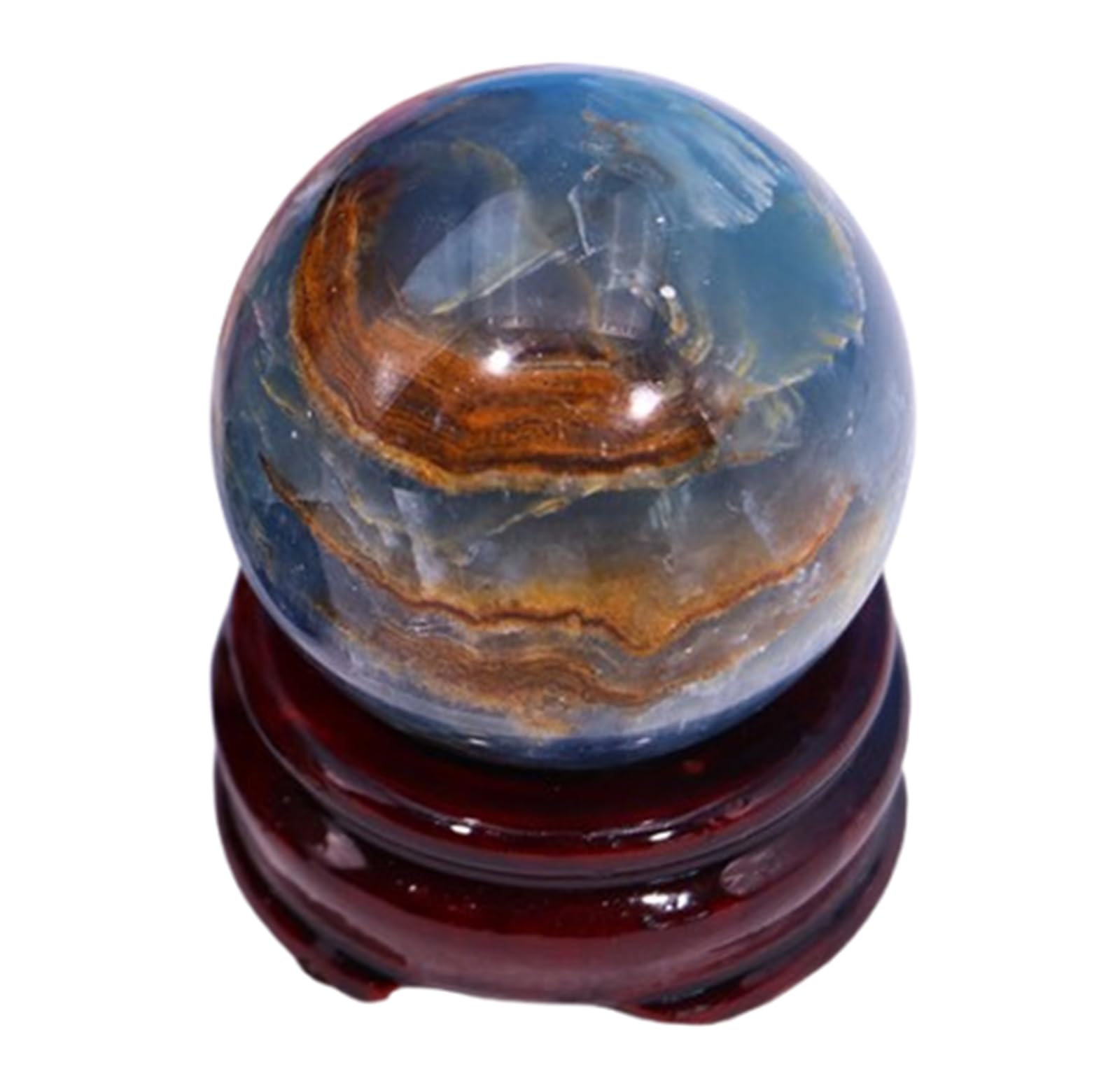 AUOQKQUT Blue Calcite Gemstone Ball Crystal Ball Stone Sphere Figurine for Witchcraft Divination Feng Shui Aura Home Desk Decor,60mm/2.4in