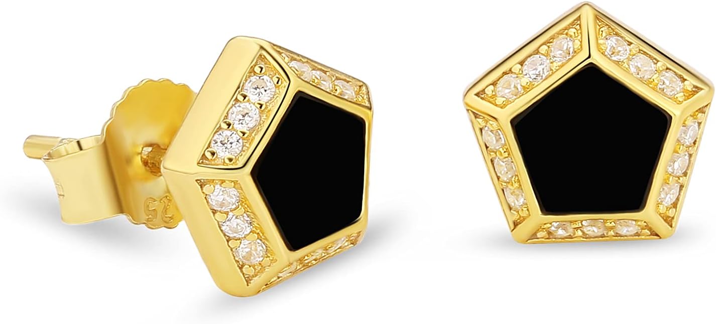 KRKC&CO Men Stud Earrings, Square, 925 Sterling Silver, Iced Out CZ Black, Hypoallergenic, Stylish Hip Hop Look for Men Women, ๐
๐๐ญ๐ก๐๐ซ๐ฌ ๐๐๐ฒ ๐๐ข๐๐ญ ๐๐จ๐ซ ๐๐๐