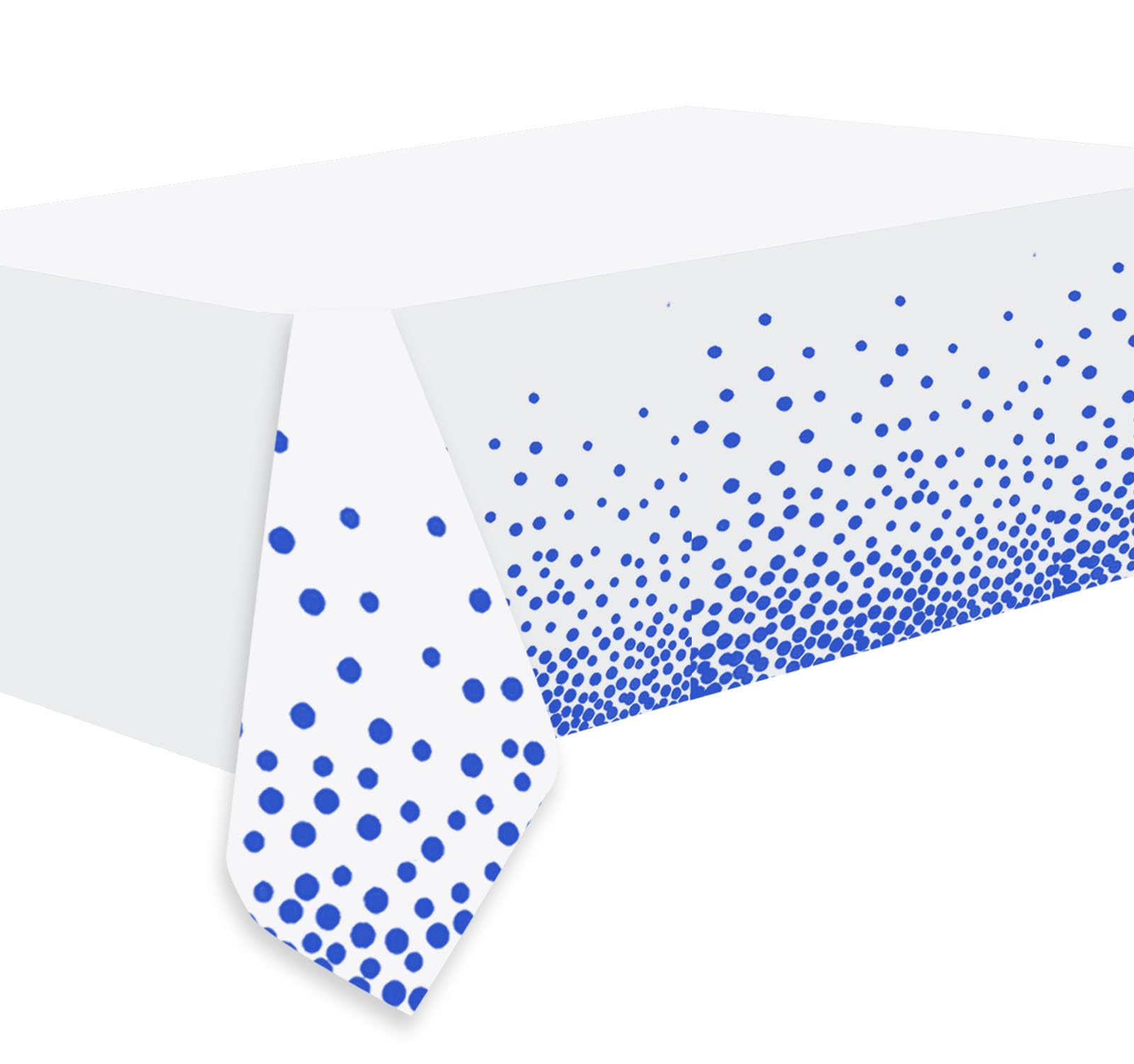 3 Pack Blue and White Tablecloth Plastic 54 x 108 Inch Polka Dot Table Cloths for 6 to 8 Foot Rectangle Tables Picnic Table Cover for Outdoor Wedding Birthday Graduation Decorations