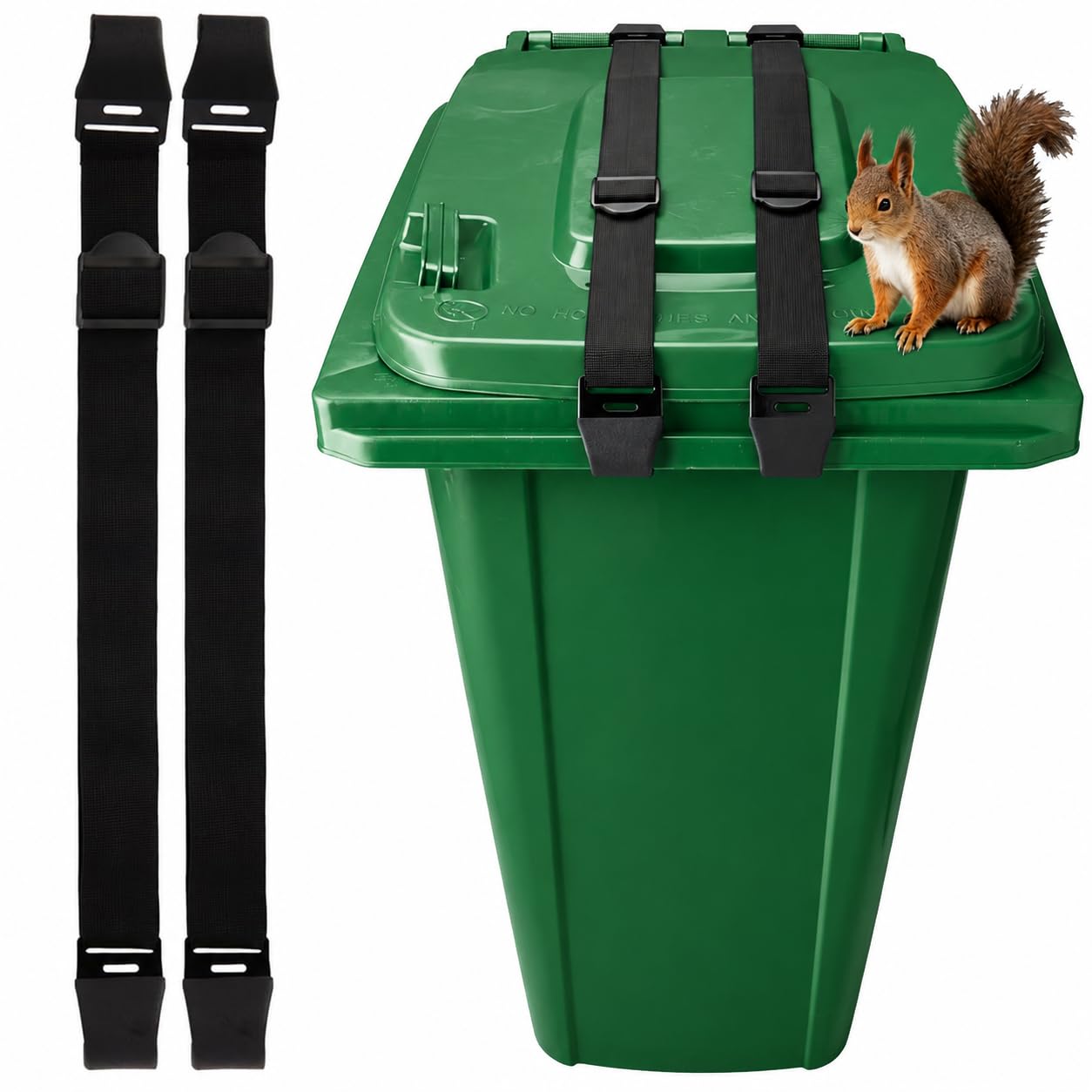 2 PCS Trash Can Locks for Animals, Adjustable Heavy-Duty Bear Proof Trash Can Locks with Double Metal Claw for 28-96 Gallon Outdoor Bins, Effectively Secure Against Squirrels & Raccoons (Black)