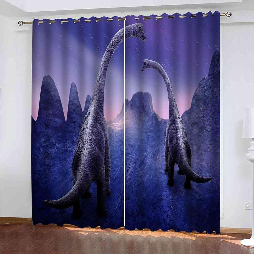 Modern Blackout Curtains with Eyelet 3D Printed Thermal Insulated Window Treatments Purple Animal Dinosaur Living Room Bedroom Window Drapes 2 Panel Set 72" X 108" (2XW52"xL84")