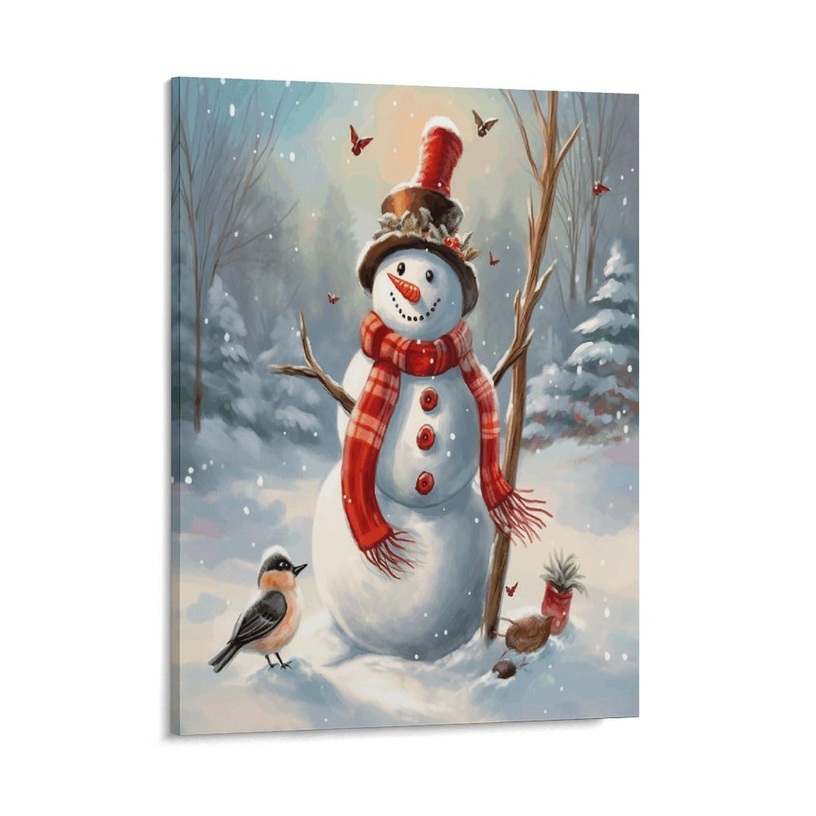 Adfgyerh Style Snowman Christmas Wall Art Framed,Canvas Prints Ready To Hang Home Decor,Canvas Wall Art For Living Room Hallway Office Wall Decor 16X20inch(41X51cm)