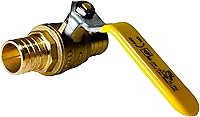 Vista 4 de XFITTING Paquete de 10 válvulas de bola Pex Barb de 1 pulgada, mango amarillo, válvula de bola Pex de puerto completo, latón