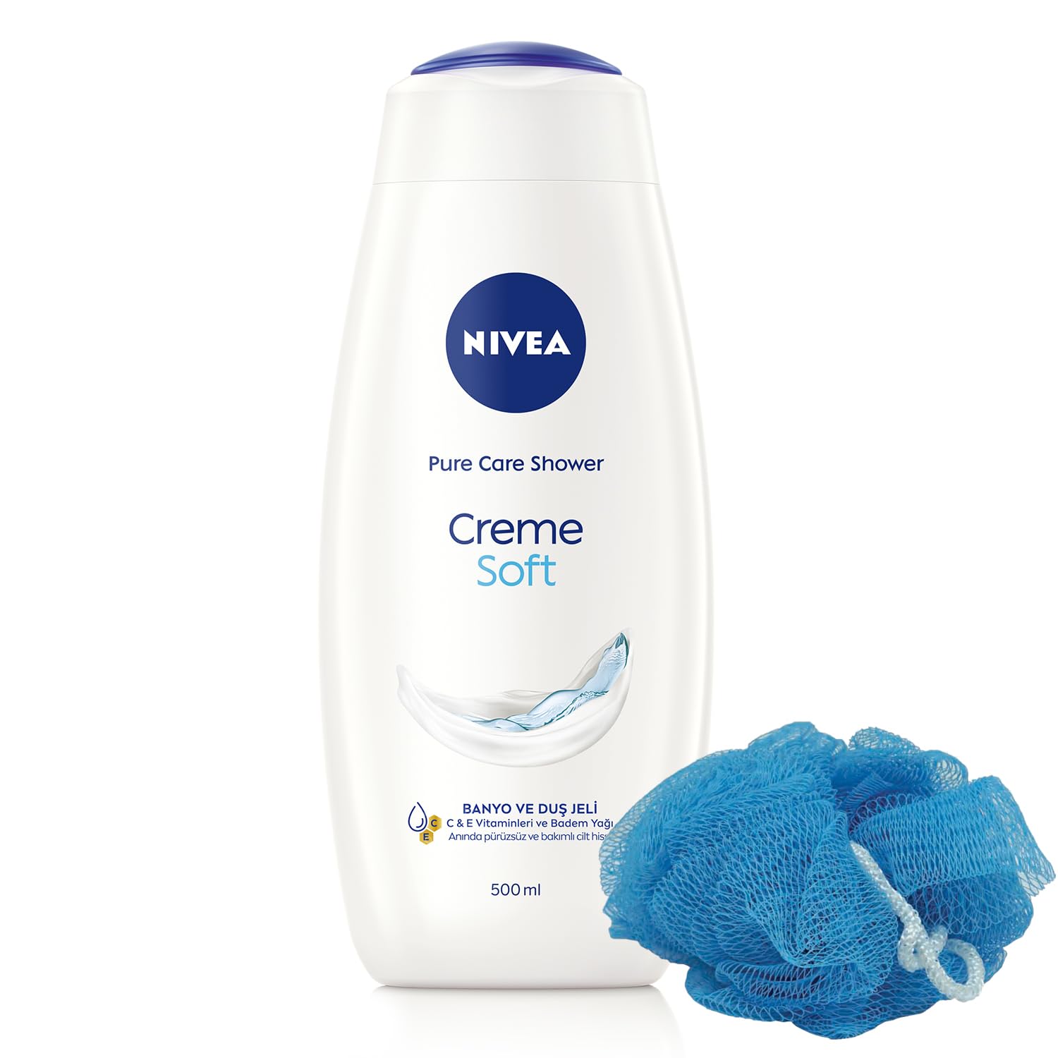 Creme Soft Kremsi Dokunuş Duş Jeli 500ml, Vücut Bakım, Badem Yağı, C Vitamini, Banyo Lifi Hediyeli