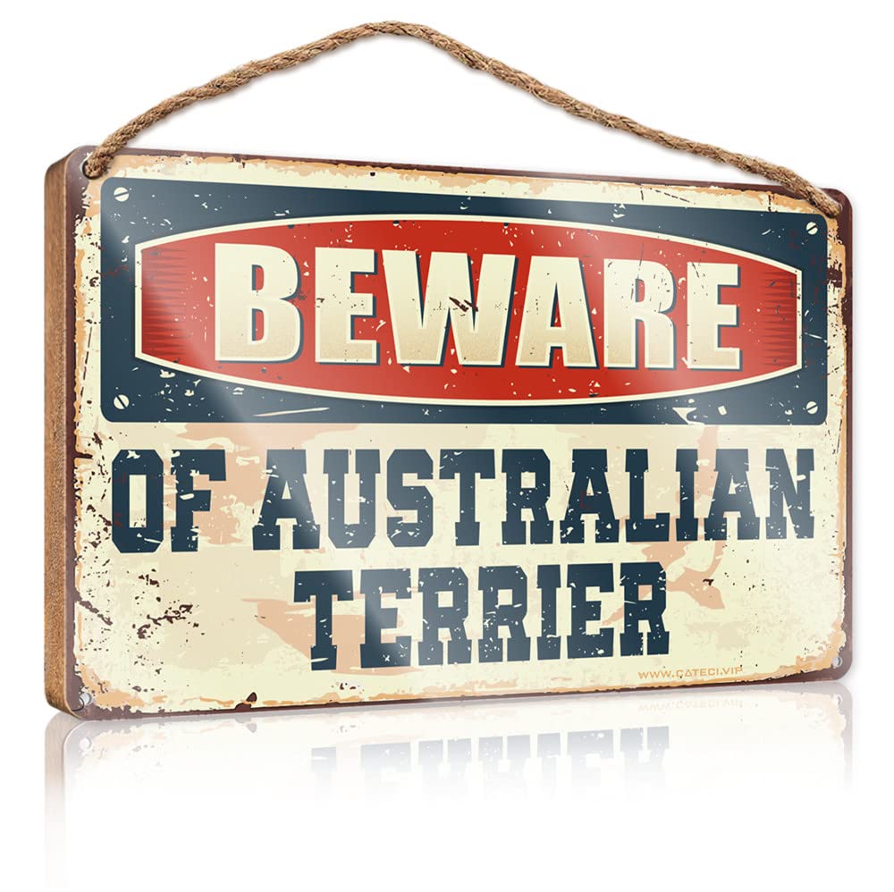 Funny Bathroom Door Signs Beware Of Australian Terrier Wooden Sign(20X30CM)