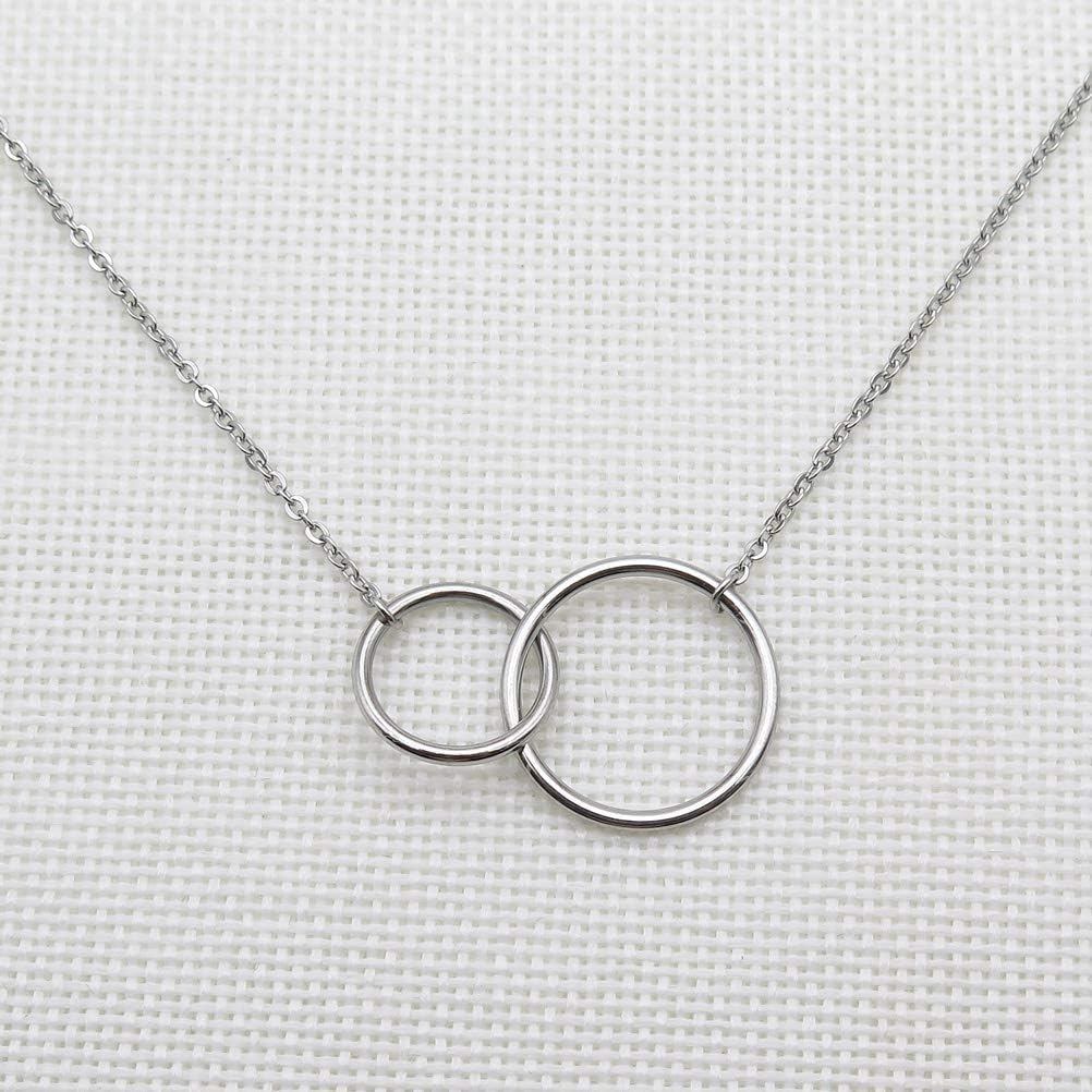 IDLAN Mom to Be Pregnancy Gift Necklace - Expectant Mother Infinity Circles Necklace - Image 2