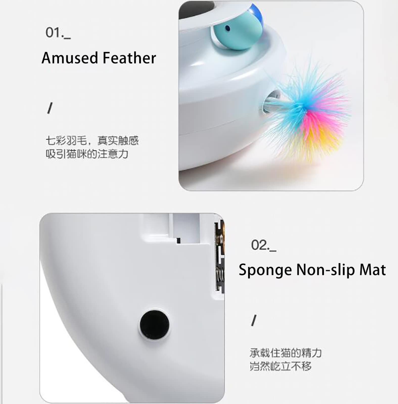 Jouet Baguette D'activité Pour Chat Chaton Duveteux à 3 Queues Avec Plumes, Différentes Couleurs