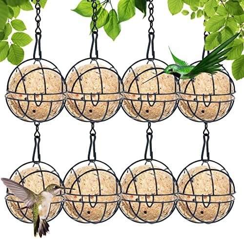 Meißenknödelhalter Vogelfutterstation,8er Set Kleine Hochwertiger Meißenknödel-Halter aus Vergoldet mit Klappdeckel,Futterspender für Meisenknödel,Aufhänger für Vogelfutter,Futters
