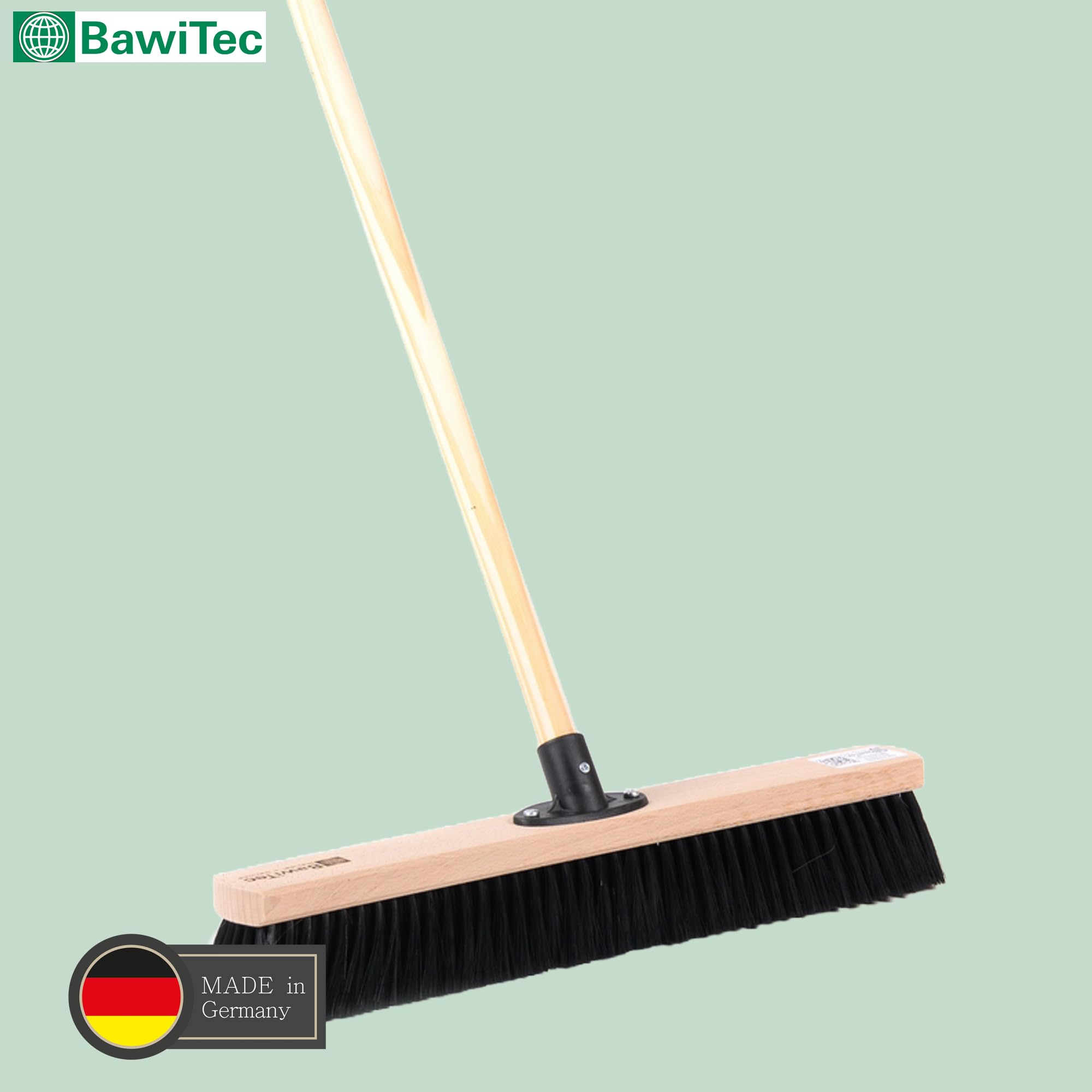 Saalbesen weiche Kunsthaar Borsten 60 cm Breit mit Stiel 160 cm Lang Holz | QuickFix-Stielhalterung, mit Holzstiel, Poly-Kunsthaarborsten, Industriebesen