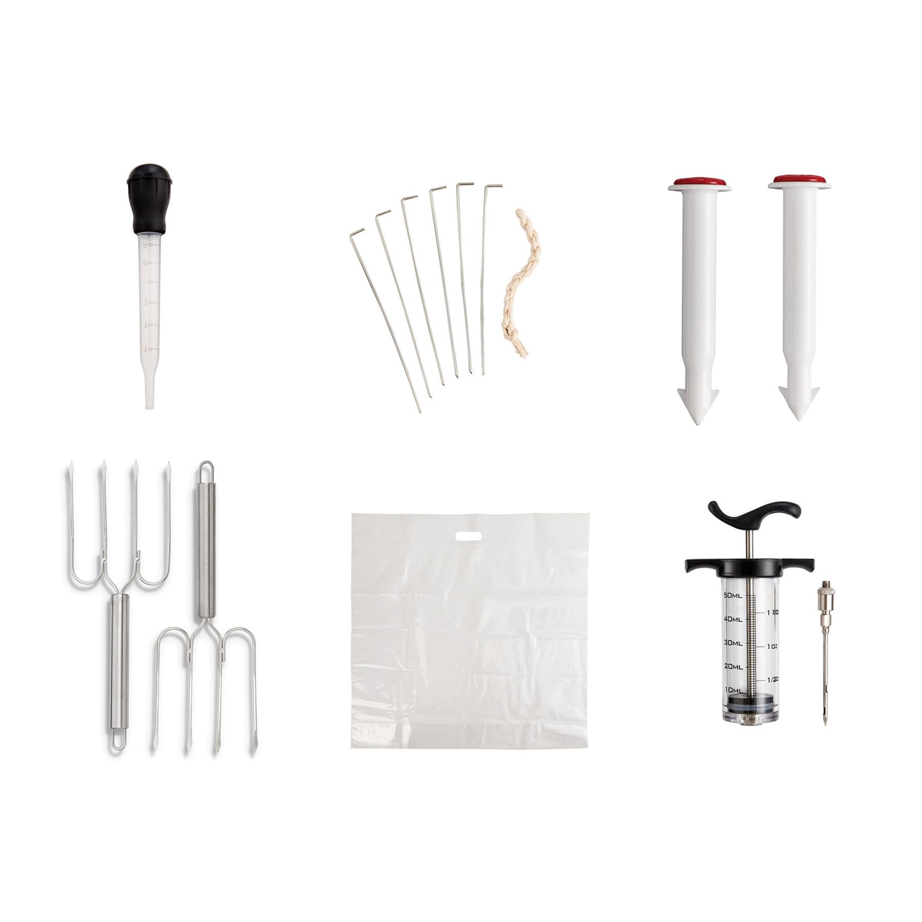 HIC Kitchen 20-Pound Turkey Prep Kit with Brining Bag, Flavor Injector, Lacers, Pop Up Timers, Baster, and Lifter Forks