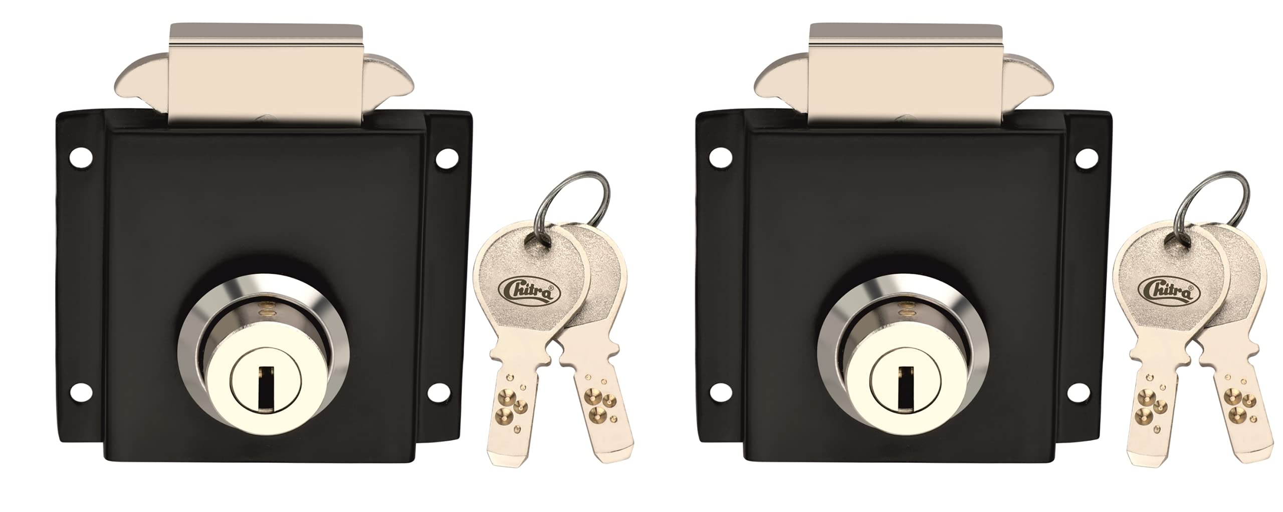 Chitra Zinc CBO-02 Multipurpose Cupboard Lock for Sliding Door with 2 Brass Ultra Keys (32 MM, Satin Silver) — Amazon image 4